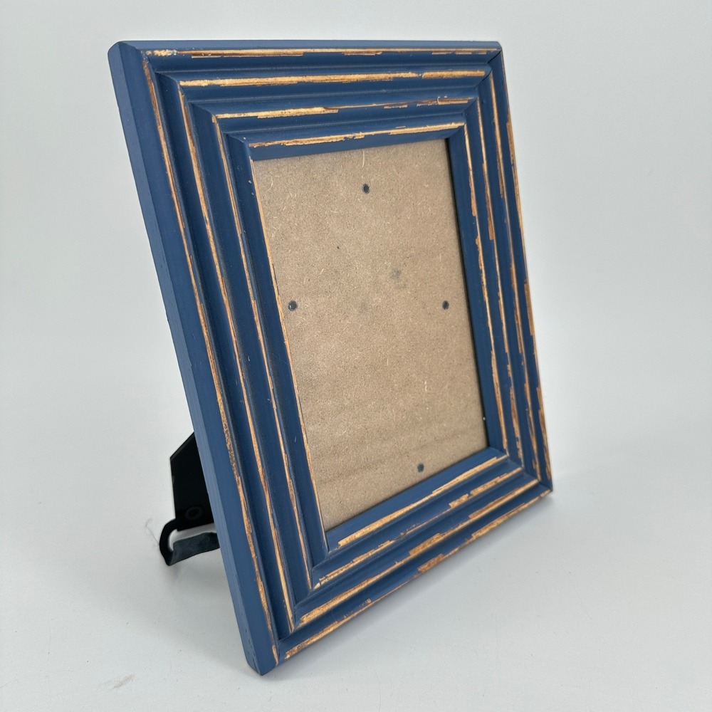 Sheffield Home Navy Blue Distressed Wood 5x7 Tiered Picture Frame Tabletop Wall